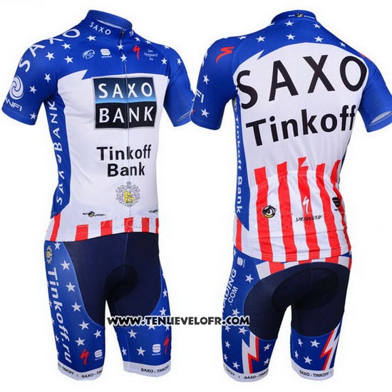 2013 Maillot Ciclismo Tinkoff Saxo Bank Champion Etats Unis Manches Courtes et Cuissard